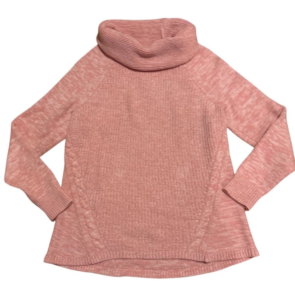 Croft & Barrow Sweater Pink Womens Medium Cable Knit Cowl Neck